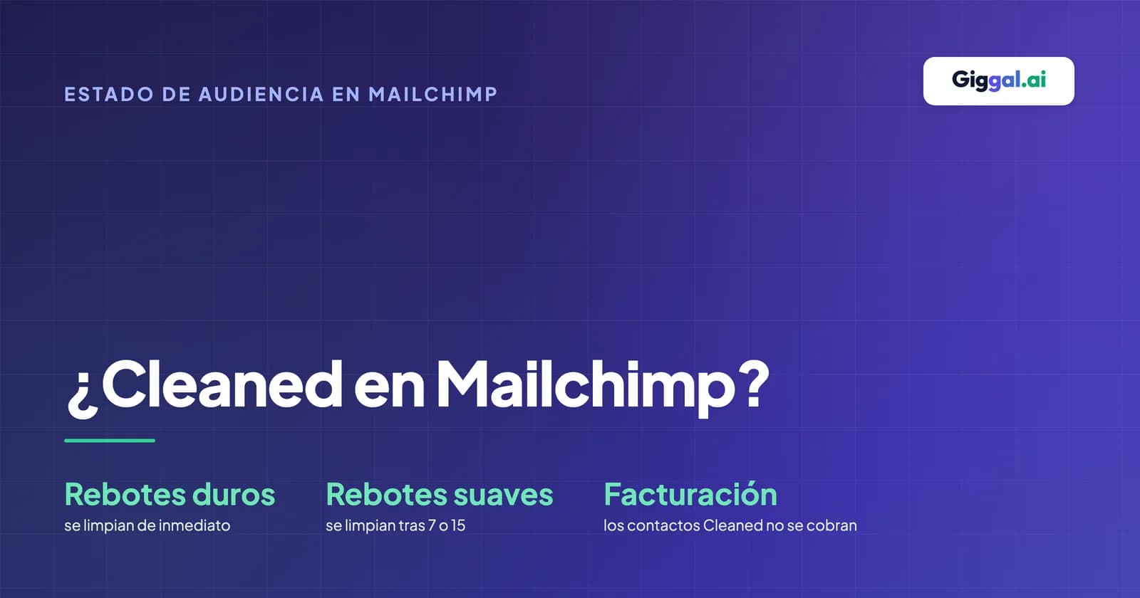 Guía del estado Cleaned de la audiencia de Mailchimp con las causas de rebote y las diferencias entre estados