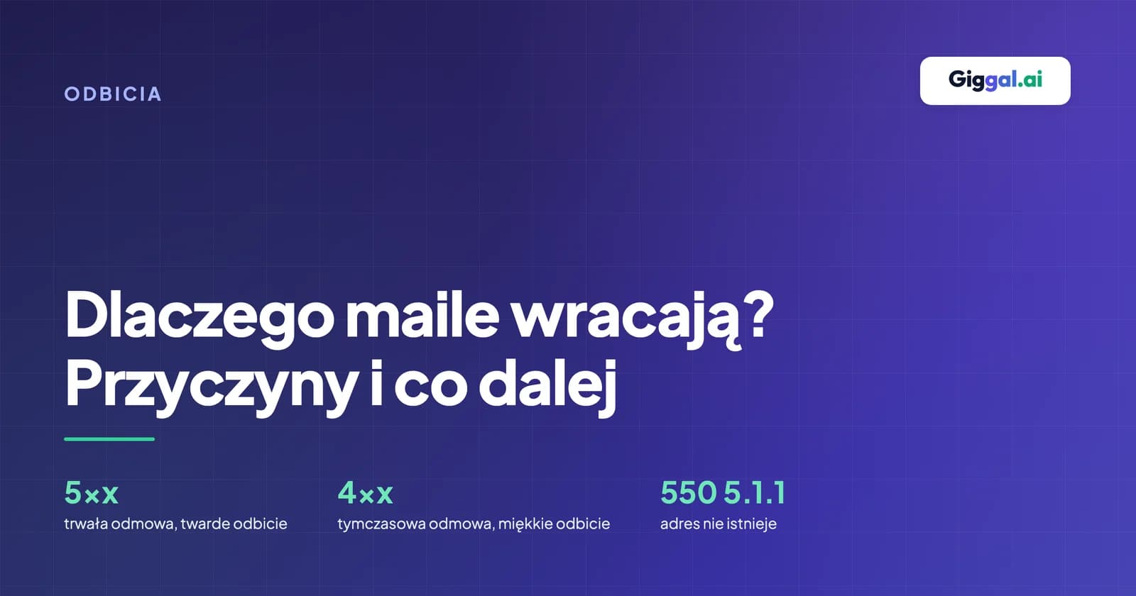 Kody odbić SMTP: 550 5.1.1 twarde, 4.x.x miękkie i 5.7.1 zablokowane