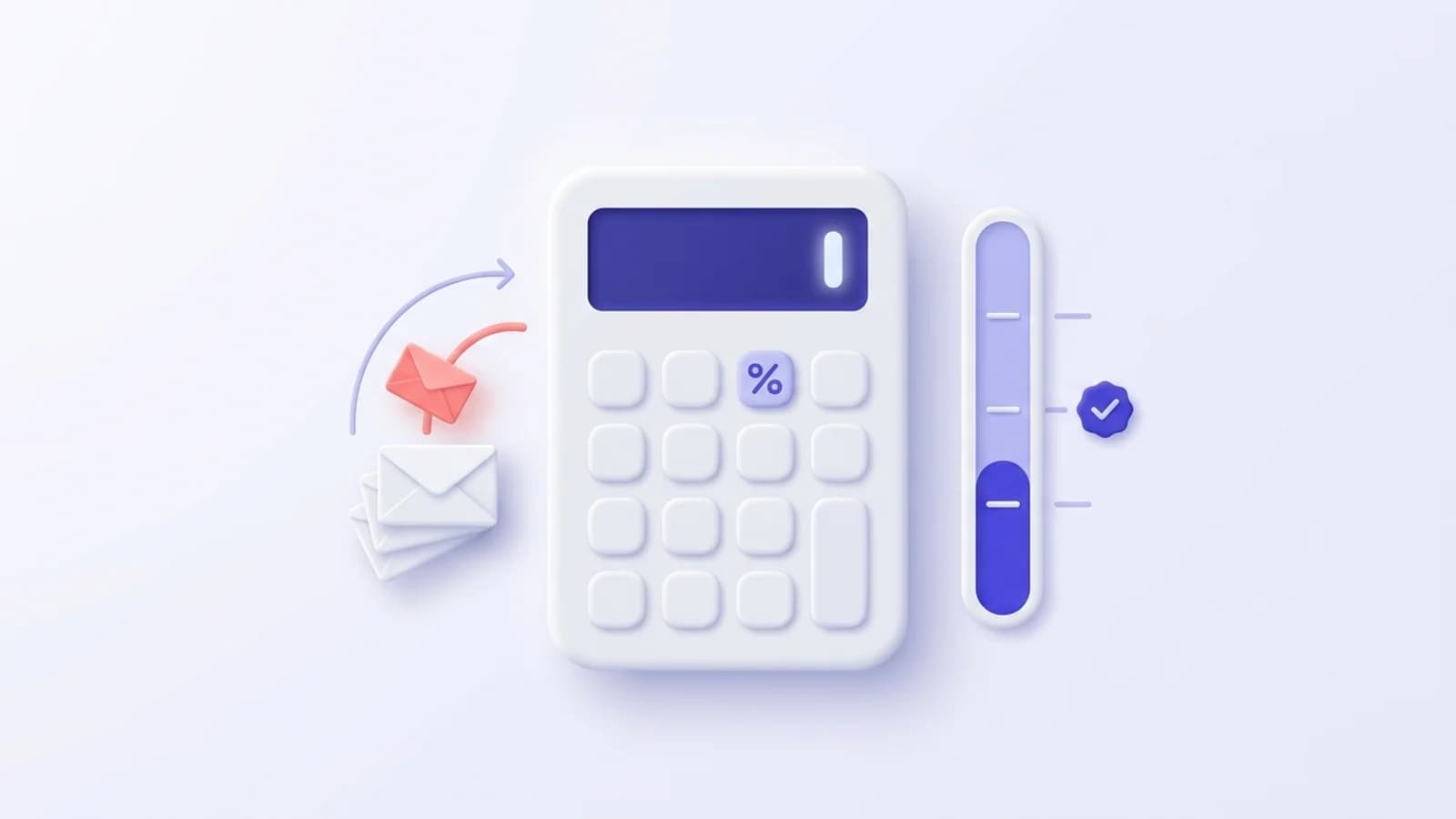 Illustration of an email bounce rate calculation: bounced emails divided by emails sent, compared with provider limits.