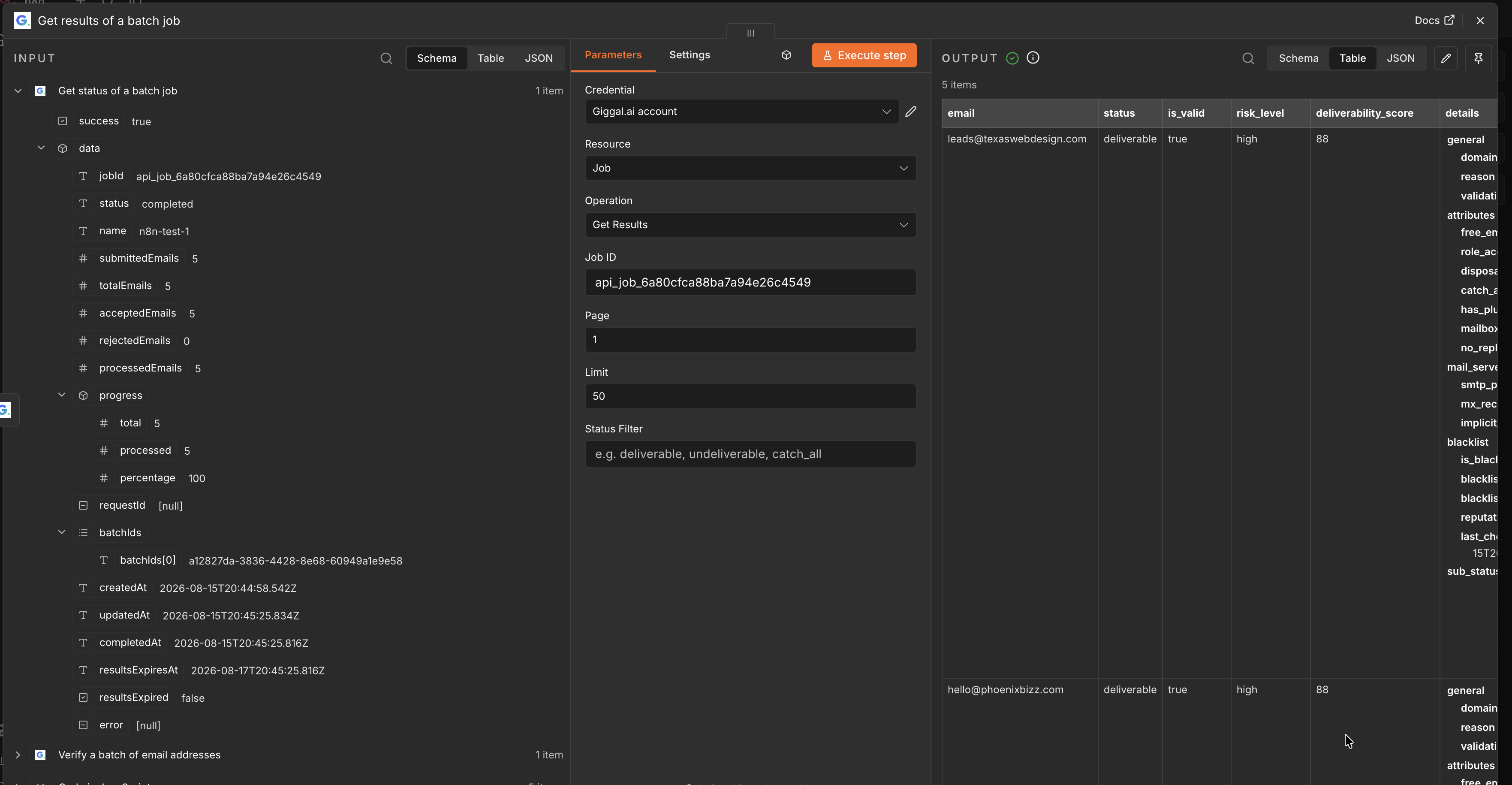Fetching finished batch verification results in n8n