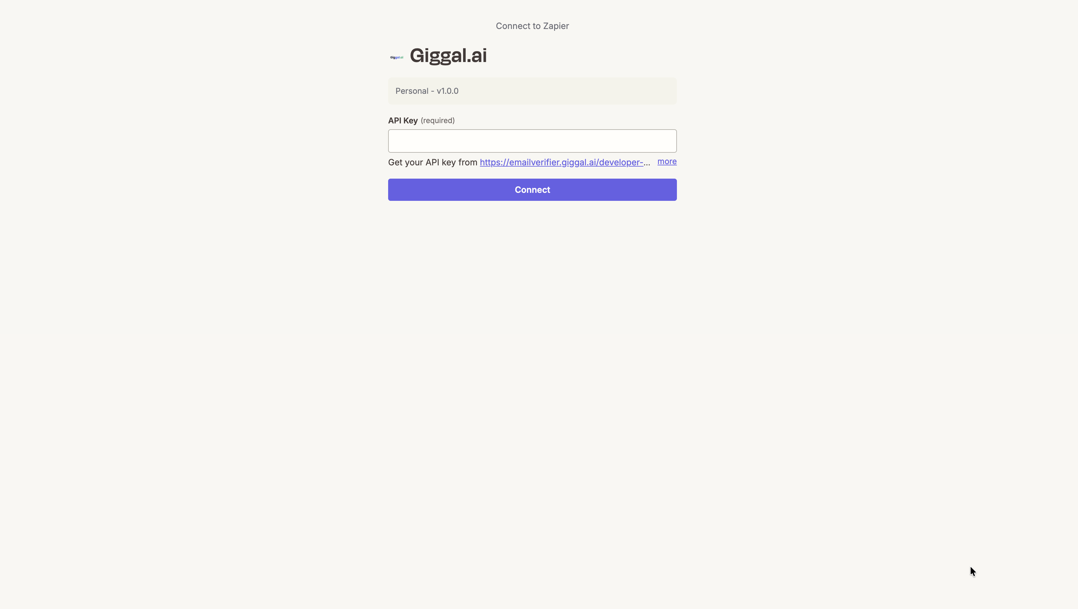 Connecting a Giggal.ai account to Zapier with an API key